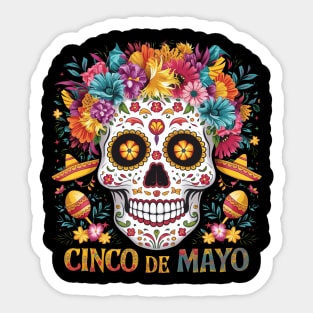 Cinco De Mayo Women Girl Kids Mexican Skull Fiesta 5 De Mayo Sticker